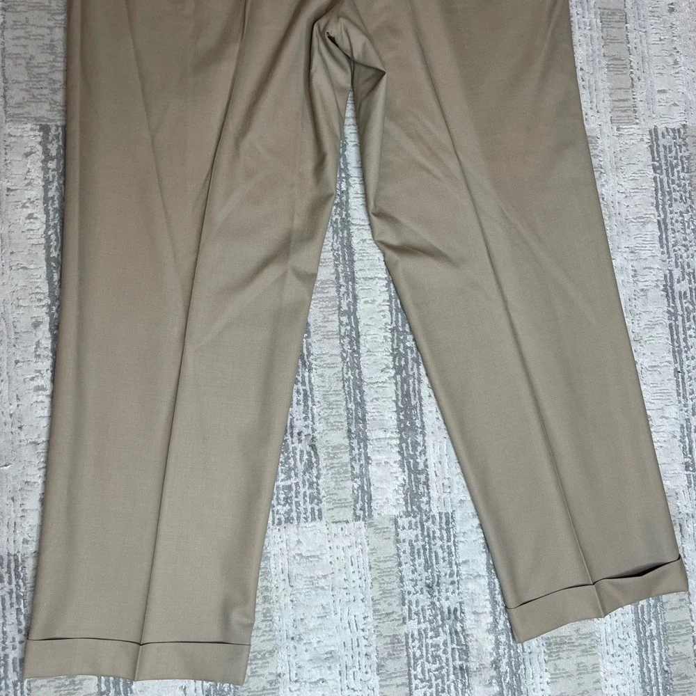 Lauren Ralph Lauren Mens 42x32 Wool Pleated Cuffed Dress Pants Tan Total Comfort